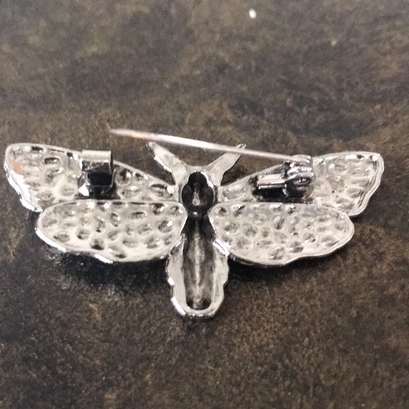 NWT gothic witchy whimsygoth moth brooch pin w/ human skull oxidized silvertone - Picture 5 of 7
